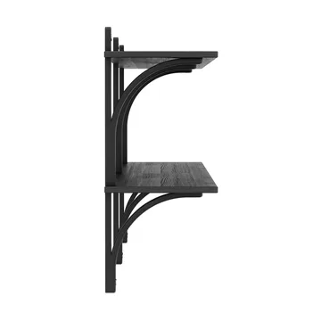 Levi shelf - Black ash-stainless steel, 2 shelves, 180 cm - Swedese
