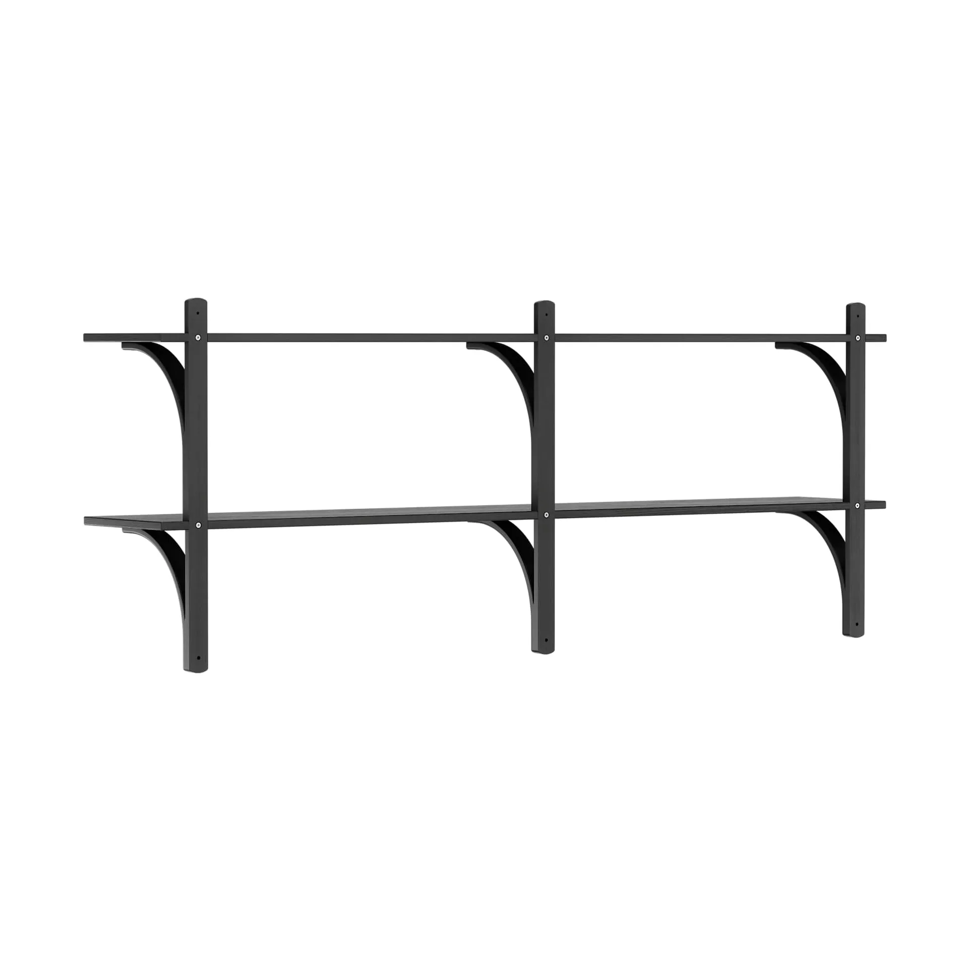 Levi shelf, Black ash-stainless steel, 2 shelves, 180 cm Swedese