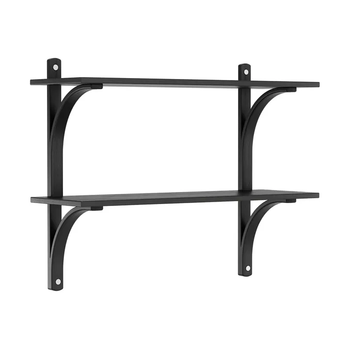 Levi shelf - Black ash-stainless steel, 2 shelves, 90 cm - Swedese