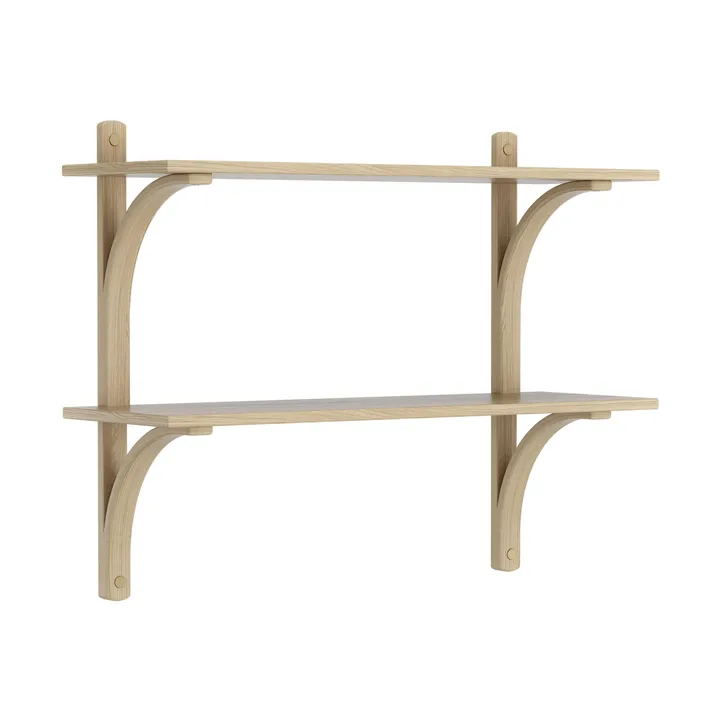Levi shelf - Lacquered oak-brass, 2 shelves, 90 cm - Swedese