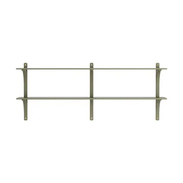Levi shelf - Moss green-brass, 2 shelves, 180 cm - Swedese