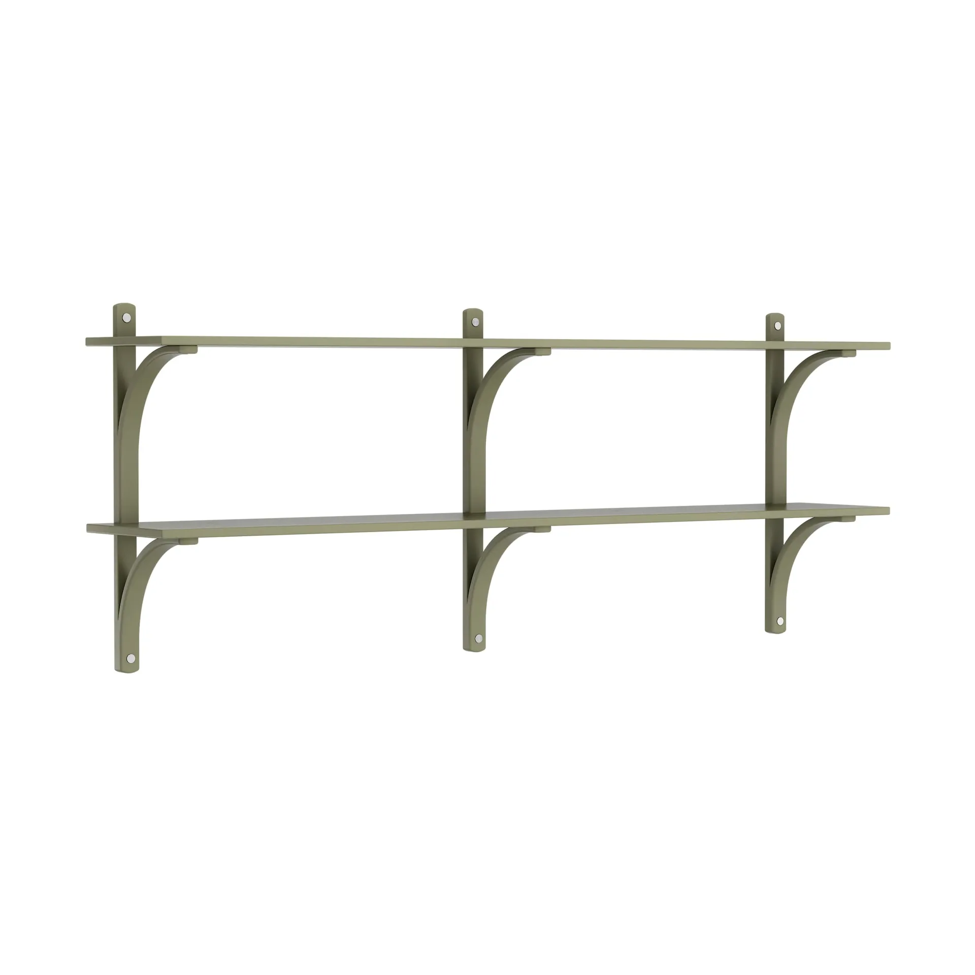Levi shelf, Moss green-stainless steel, 2 shelves, 180 cm Swedese