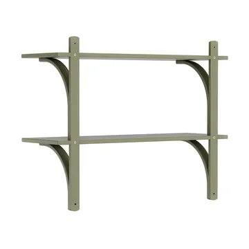 Levi shelf - Moss green-stainless steel, 2 shelves, 90 cm - Swedese
