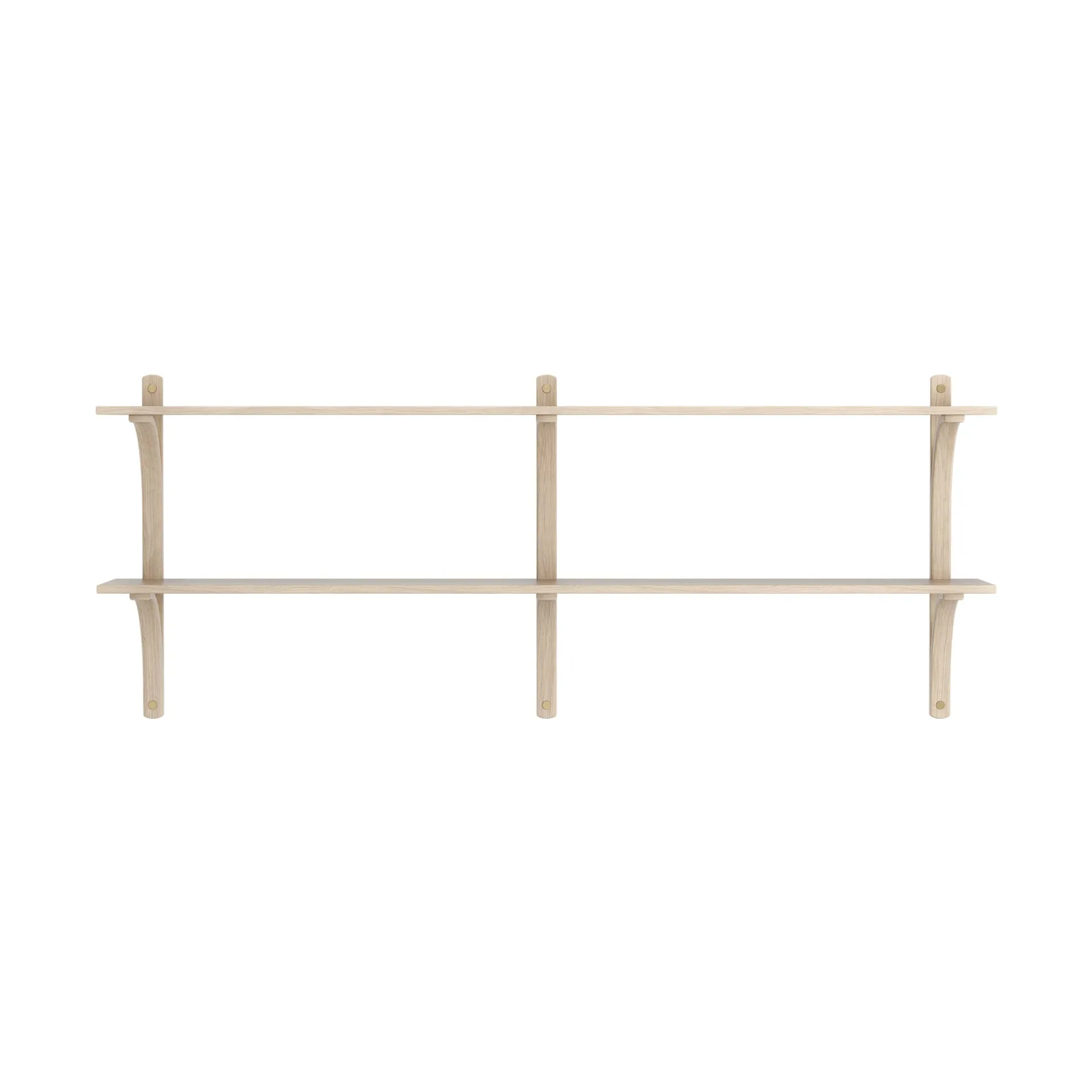 Levi shelf, White-pigmented oak-brass, 2 shelves, 180 cm Swedese