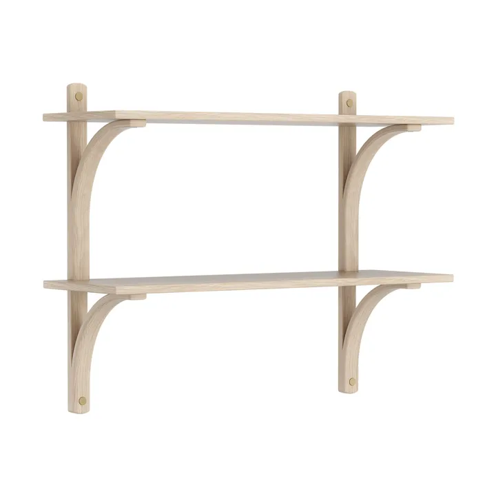 Levi shelf - White-pigmented oak-brass, 2 shelves, 90 cm - Swedese