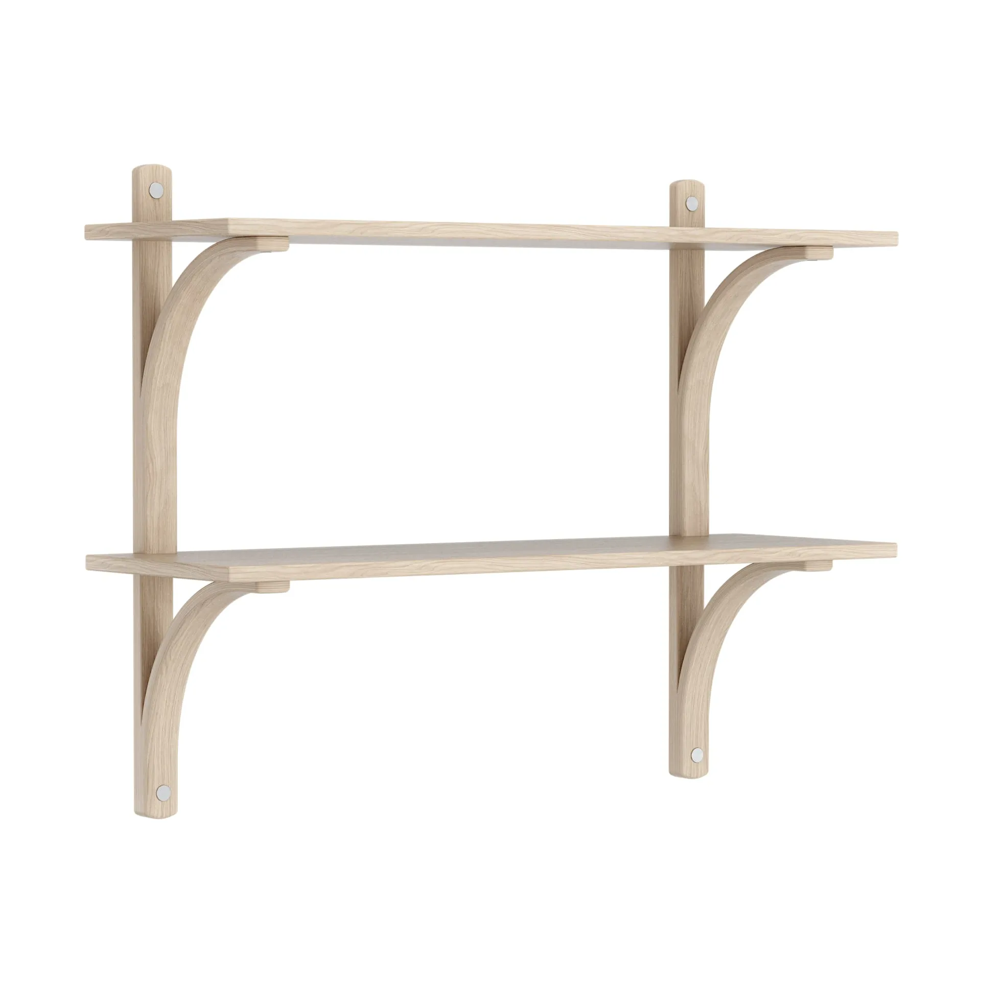 Levi shelf, White-pigmented oak-stainless steel, 2 shelves, 90 cm Swedese