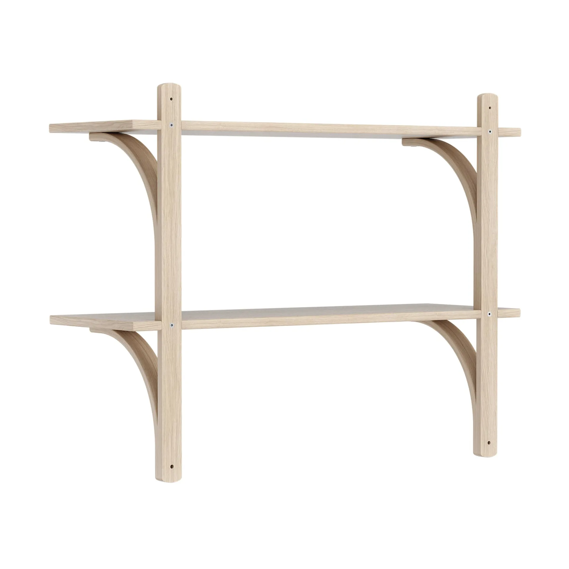 Levi shelf, White-pigmented oak-stainless steel, 2 shelves, 90 cm Swedese