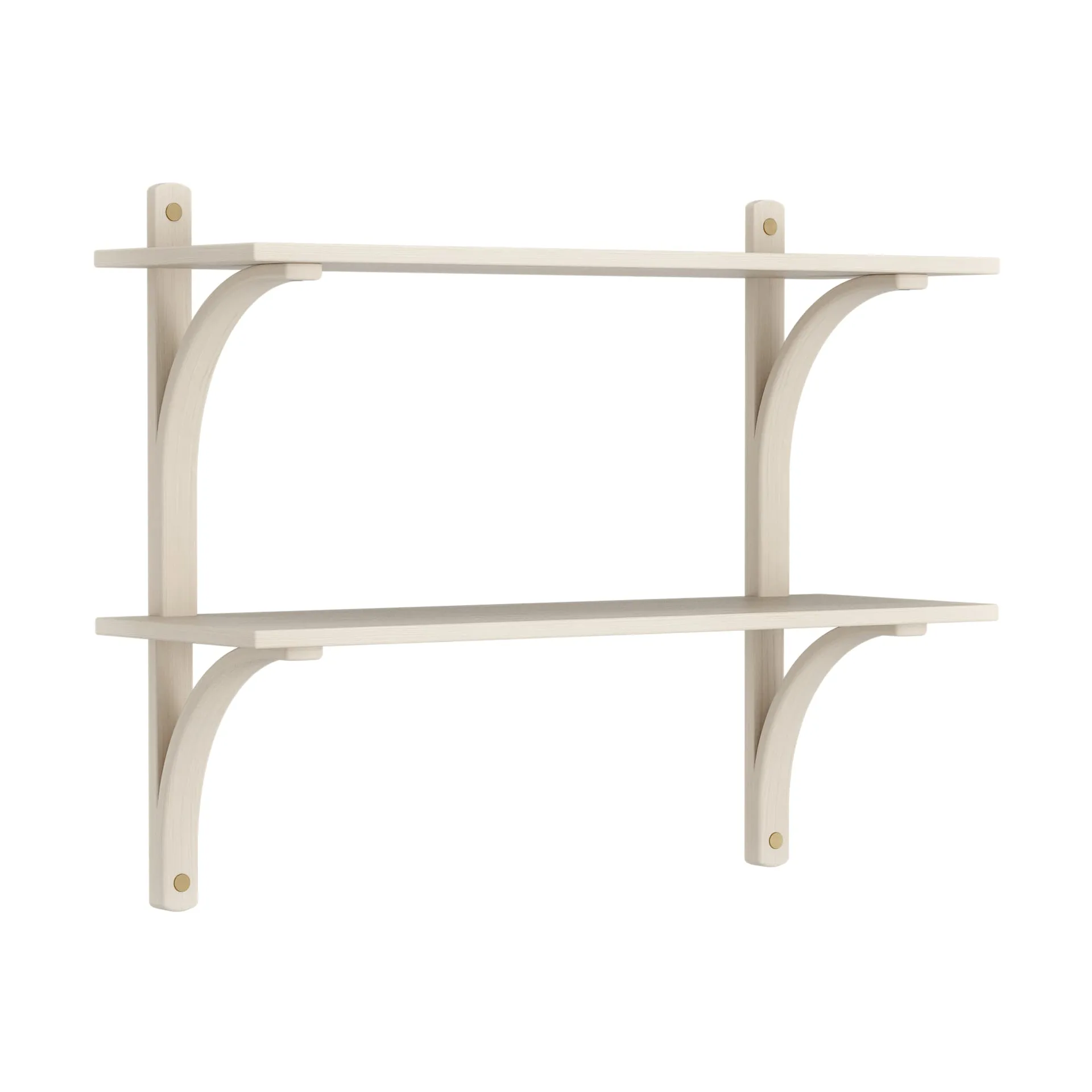 Levi shelf, White-stained ash-brass, 2 shelves, 90 cm Swedese