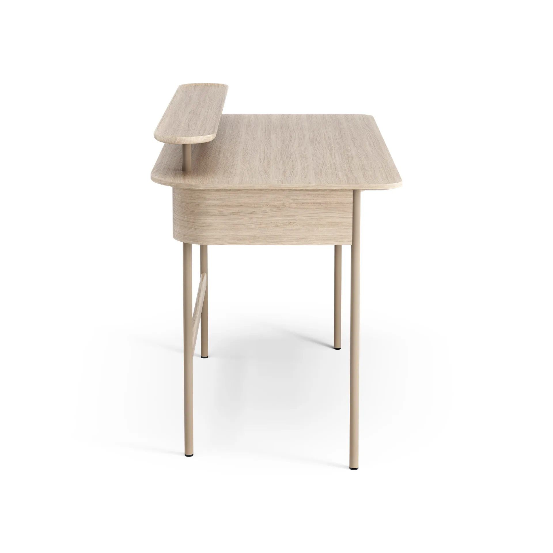 Luna desk with drawer and shelf, Oak white-pigmented Swedese