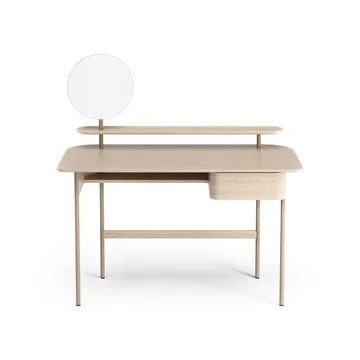 Luna desk with drawer, shelf and mirror - Oak white-pigmented - Swedese