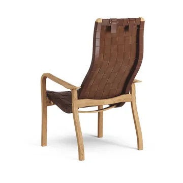 Primo arm chair high with neck cushion oiled oak - Belt leather brown / red - Swedese