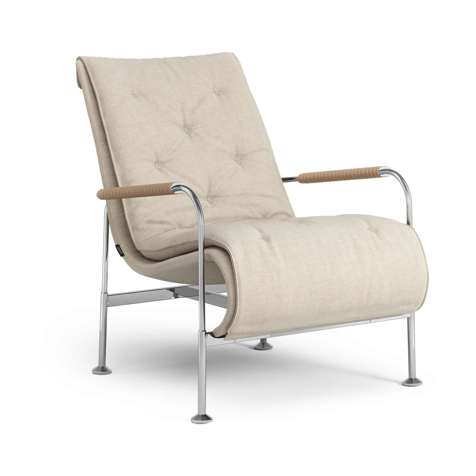 Serpentine armchair, Fabric Romo Linara Rye-chrome-tärnsjö Nature Swedese
