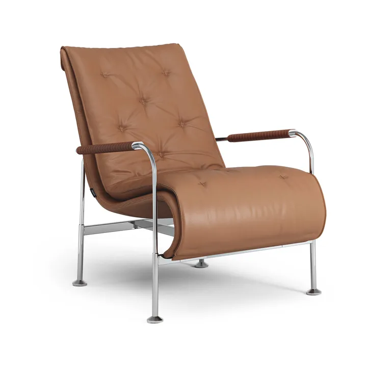 Serpentine armchair - Leather Elmo Soft Light Brown-chrome-tärnsjö Cognac - Swedese