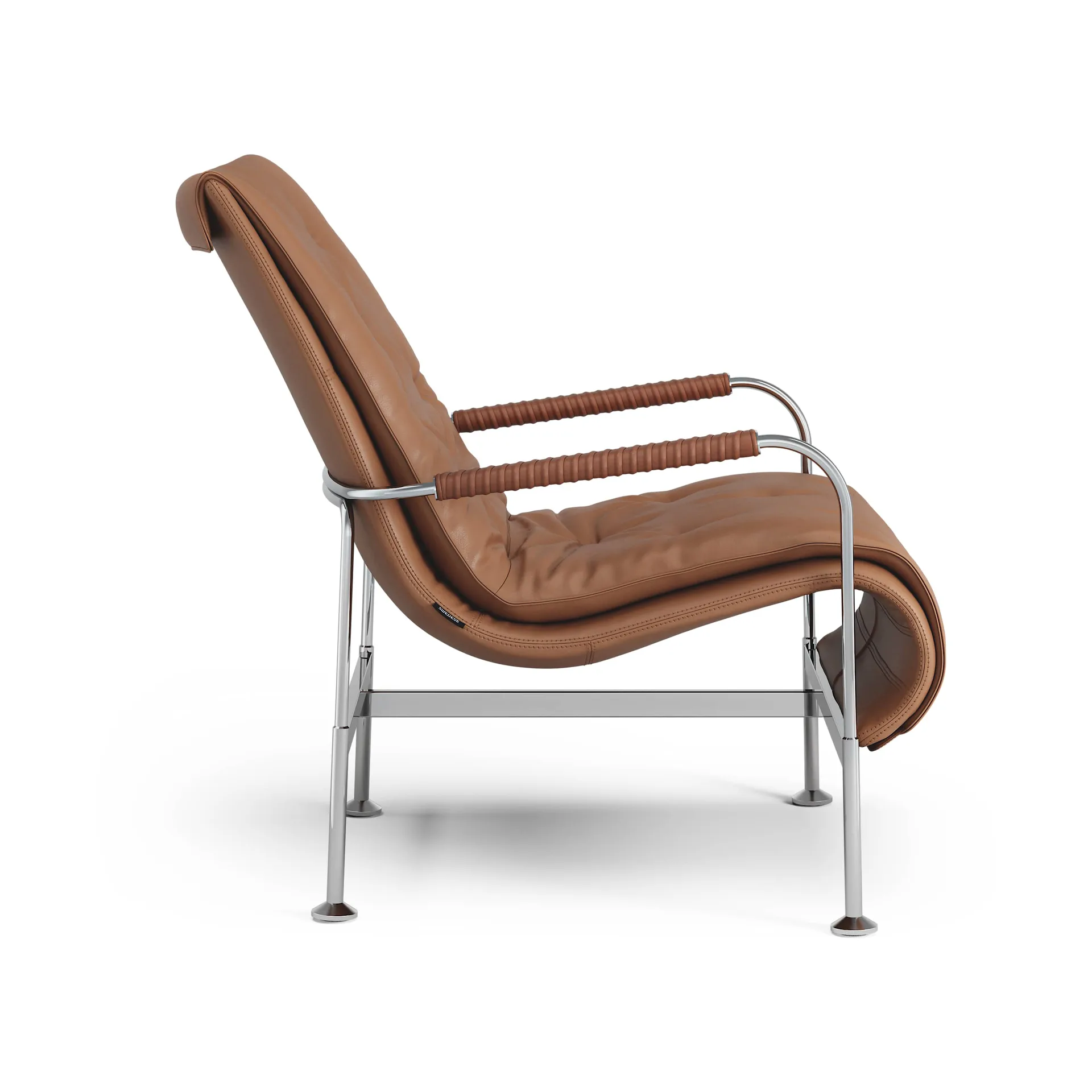 Serpentine armchair, Leather Elmo Soft Light Brown-chrome-tärnsjö Cognac Swedese
