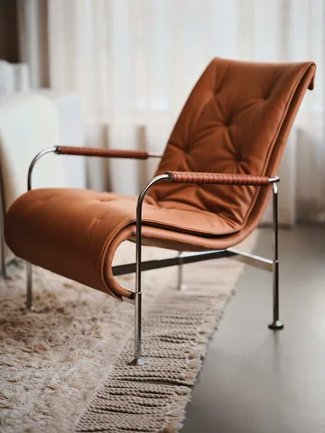 Serpentine armchair - Leather Elmo Soft Light Brown-chrome-tärnsjö Cognac - Swedese