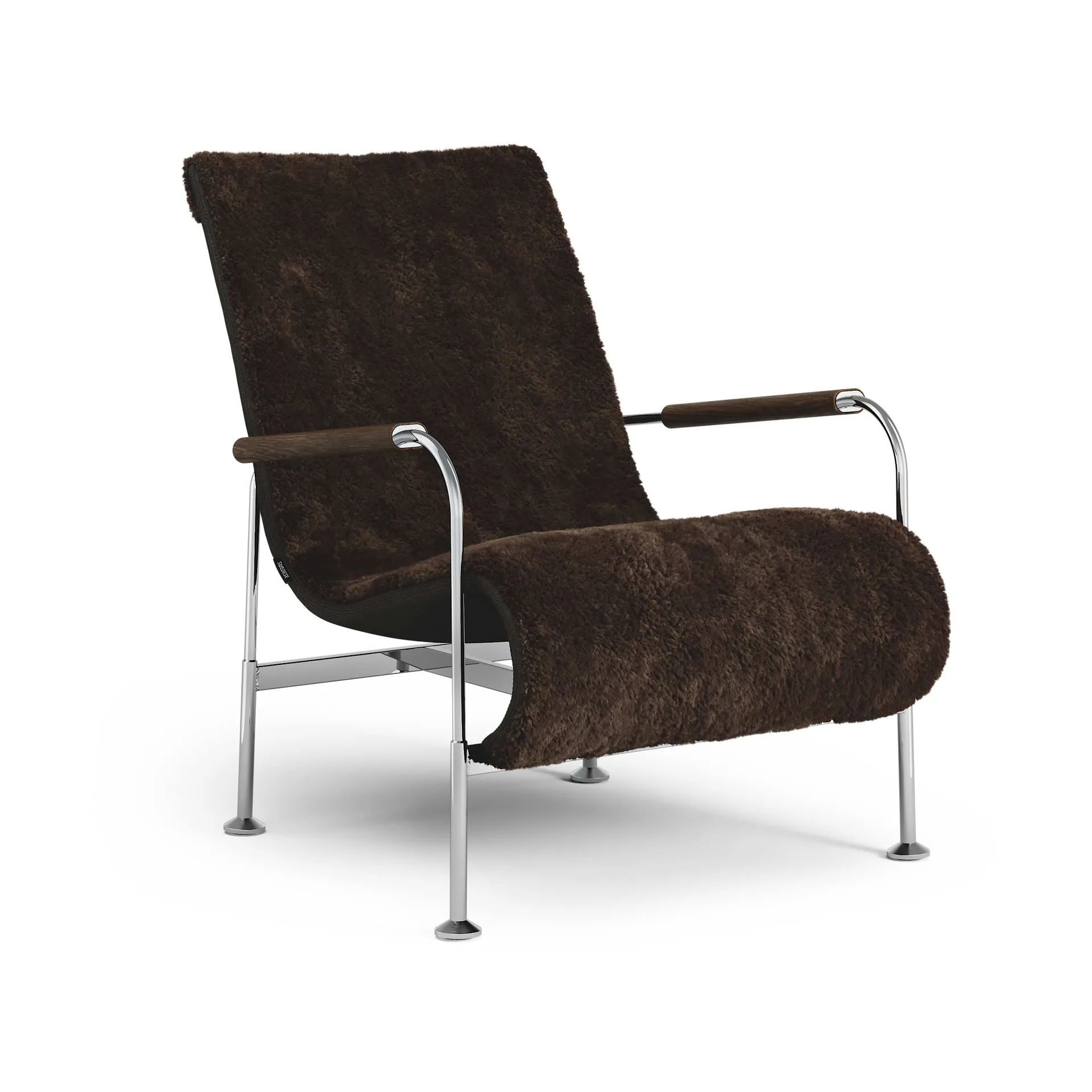 Serpentine armchair, Sheepskin Espresso-chrome Swedese