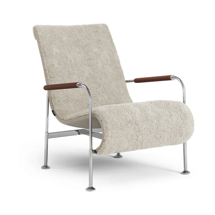 Serpentine armchair - Sheepskin Moonlight-chrome-Tärnsjö Cognac - Swedese