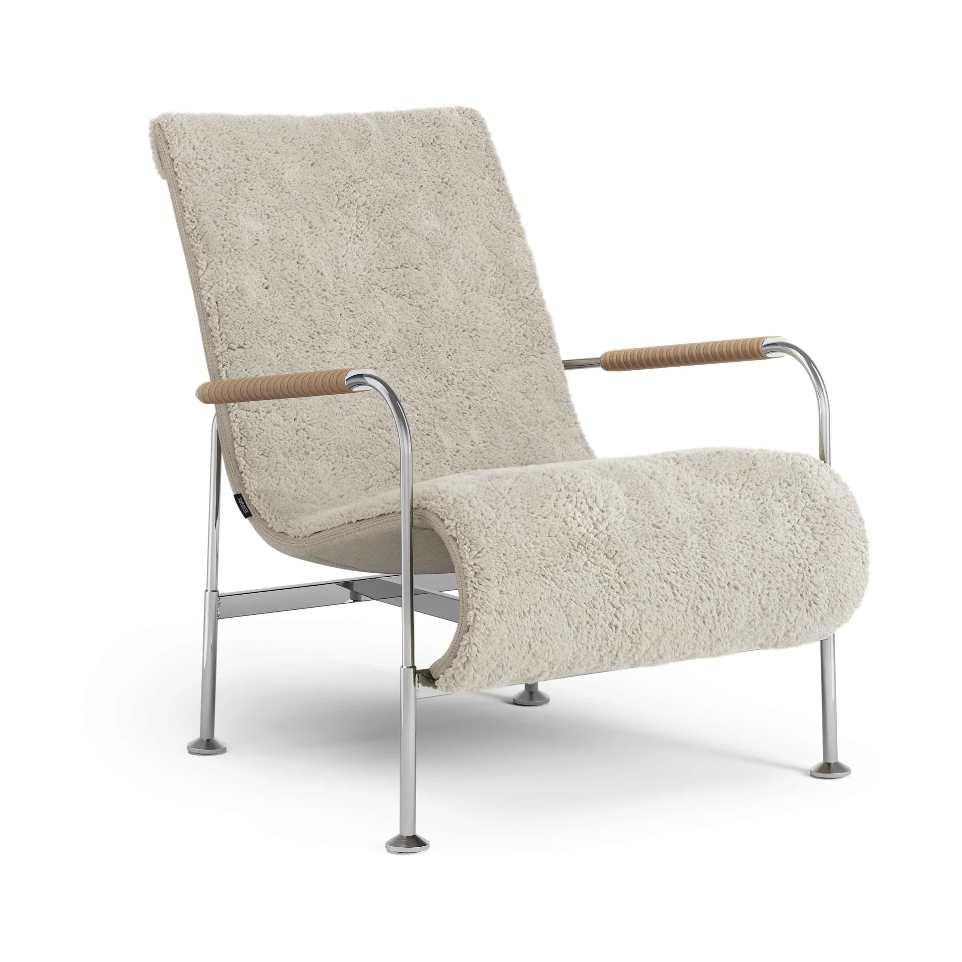 Serpentine armchair, Sheepskin Moonlight-chrome-Tärnsjö Nature Swedese