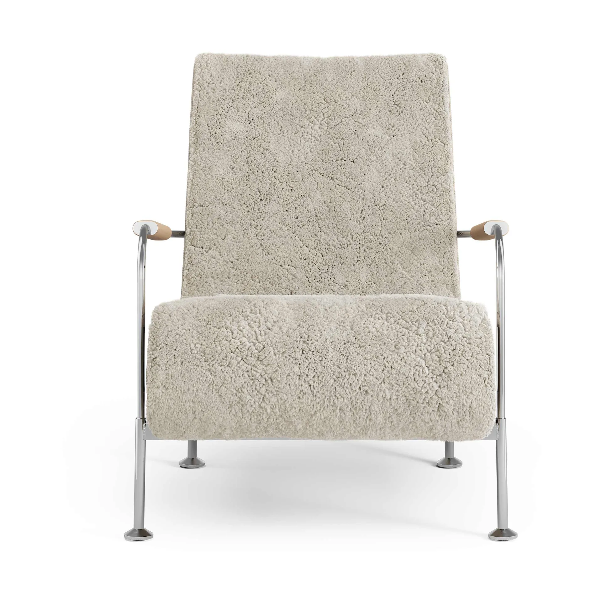 Serpentine armchair, Sheepskin Moonlight-chrome-Tärnsjö Nature Swedese