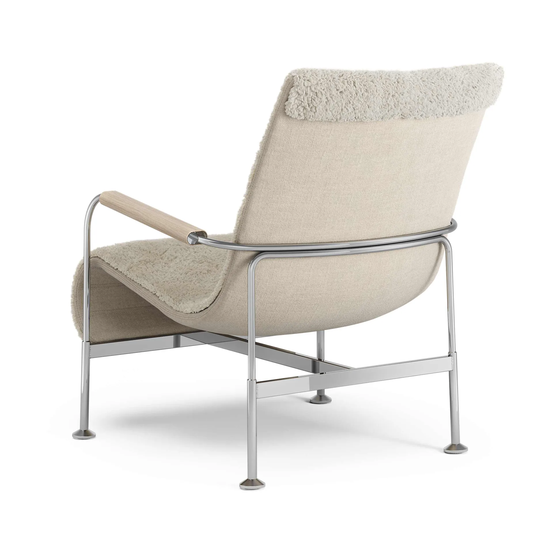 Serpentine armchair, Sheepskin Moonlight-chrome Swedese