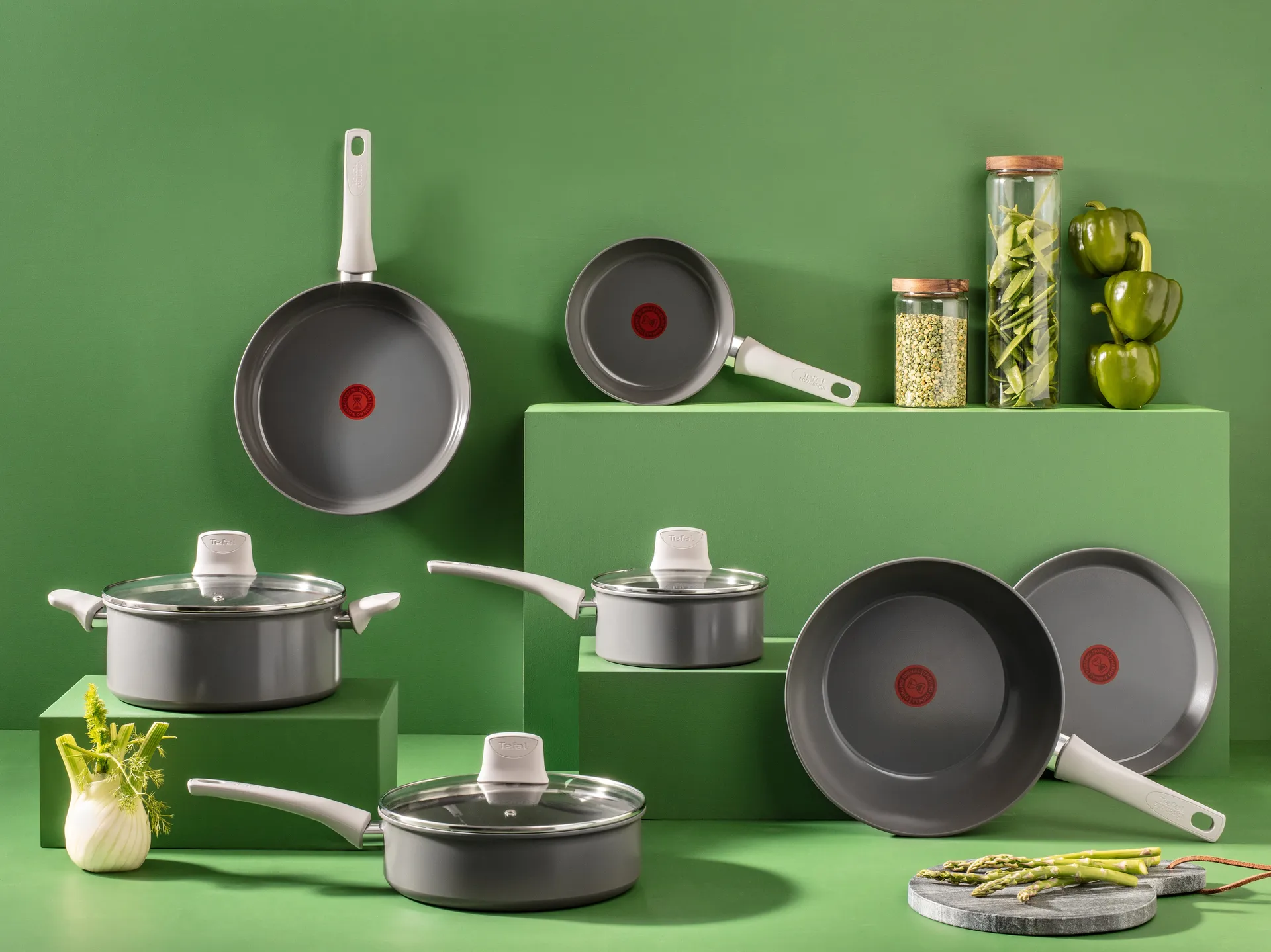 Renew ON frying pan set 3 pieces, Grey Tefal