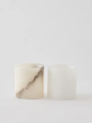 Alabaster candle holder - White-beige, S 10 cm - Tell Me More