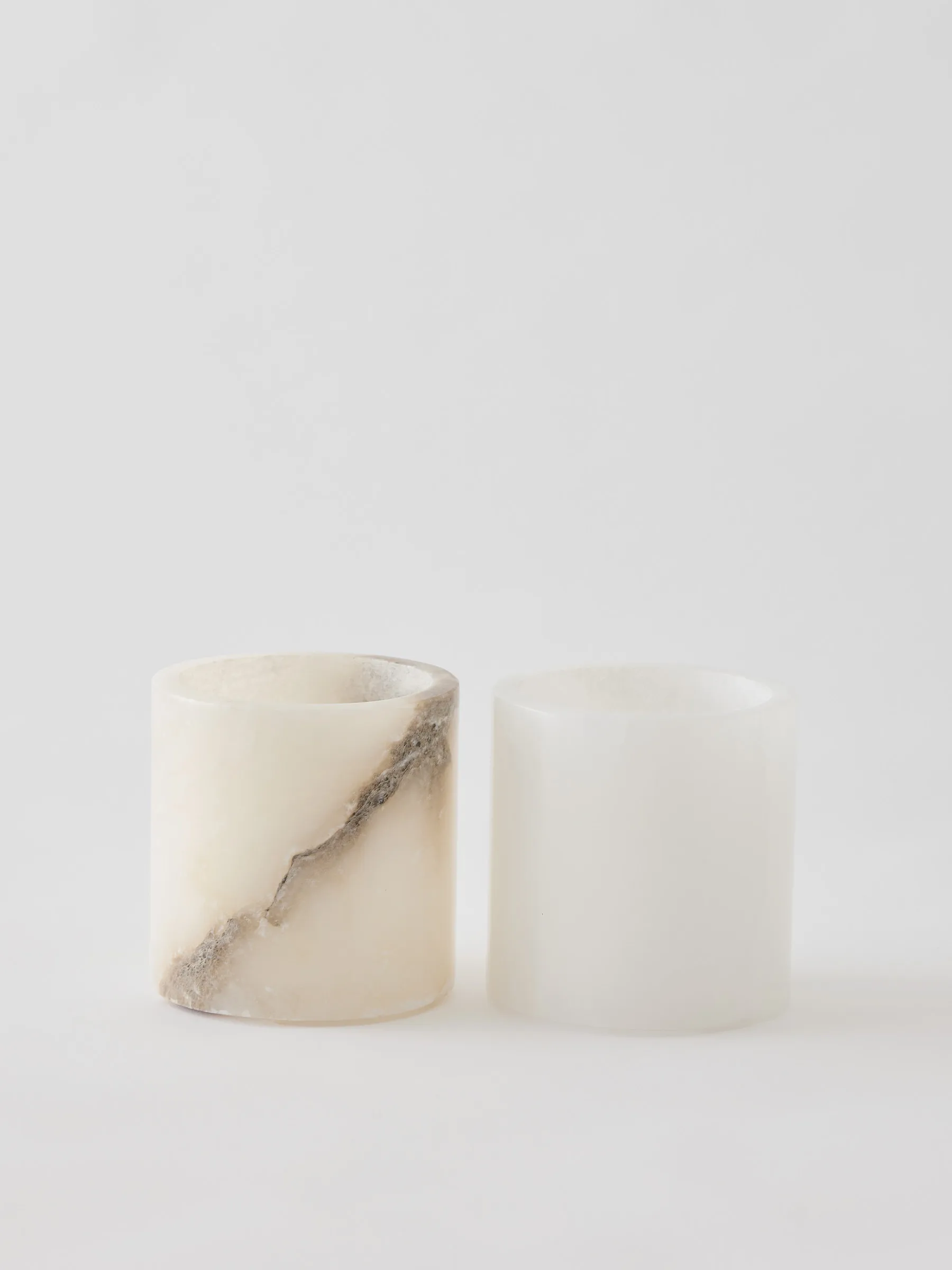 Alabaster candle holder, White-beige, XS 7.5 cm Tell Me More