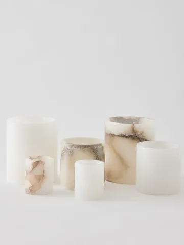 Alabaster candle holder - White-beige, XS 7.5 cm - Tell Me More