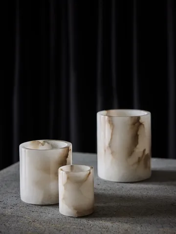 Alabaster candle holder - White-beige, XS 7.5 cm - Tell Me More