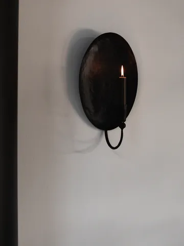 Boule wall candle holder with backplate - Black - Tell Me More