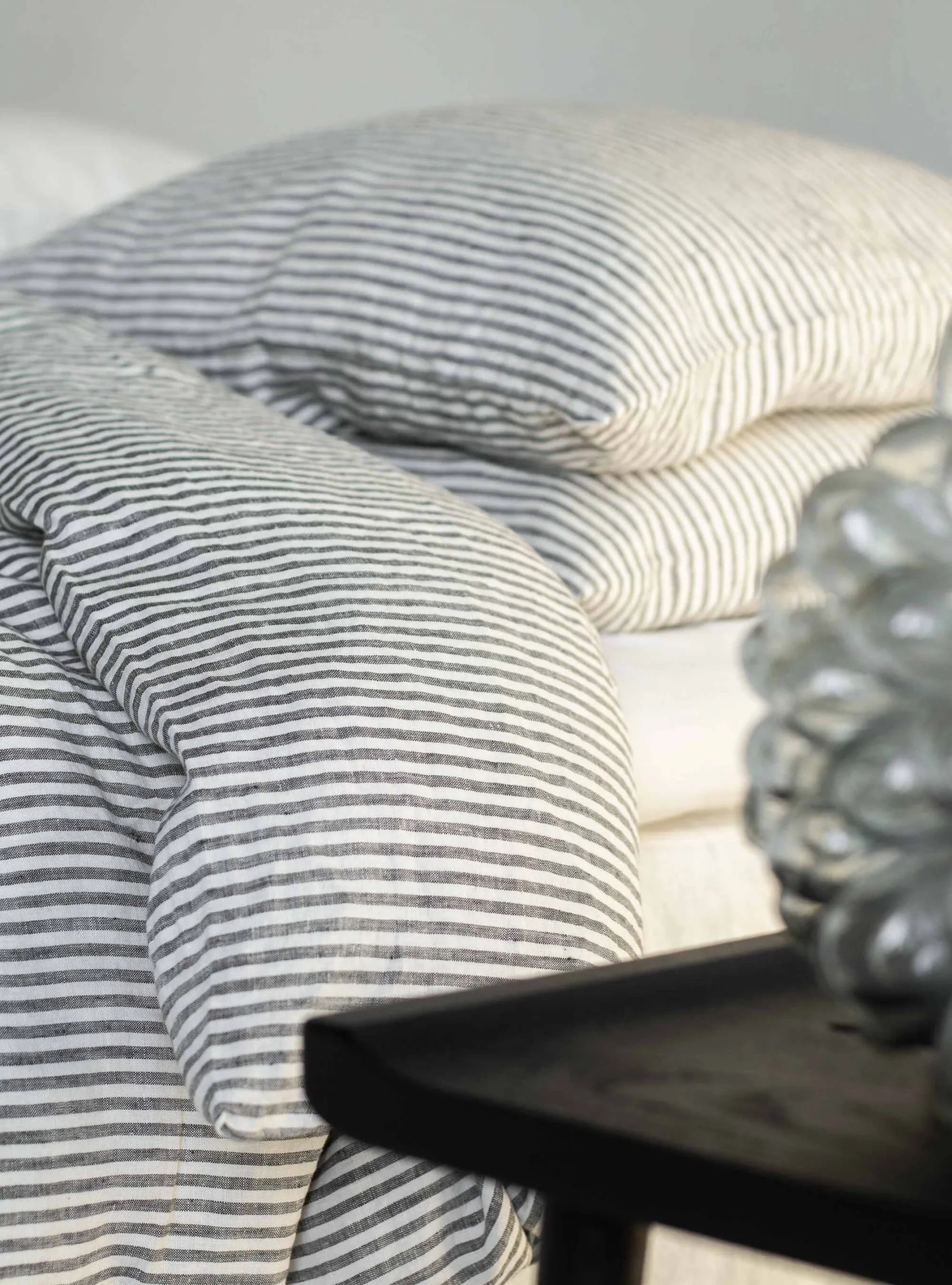 Duvet cover linen 220x240 cm, Grey/white Tell Me More
