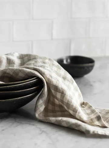 Gingham checkered kitchen towel 70x50 cm - Natural - Tell Me More