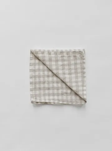 Gingham checkered linen napkin 45x45 cm - Natural - Tell Me More