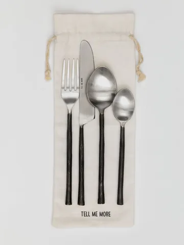Steel cutlery set 4 pieces - Polished steel - Tell Me More