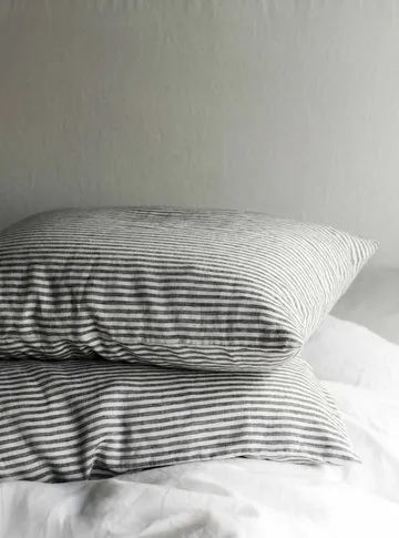 Stonewashed linen pillowcase 50x60 cm 2-pack - Grey-white - Tell Me More