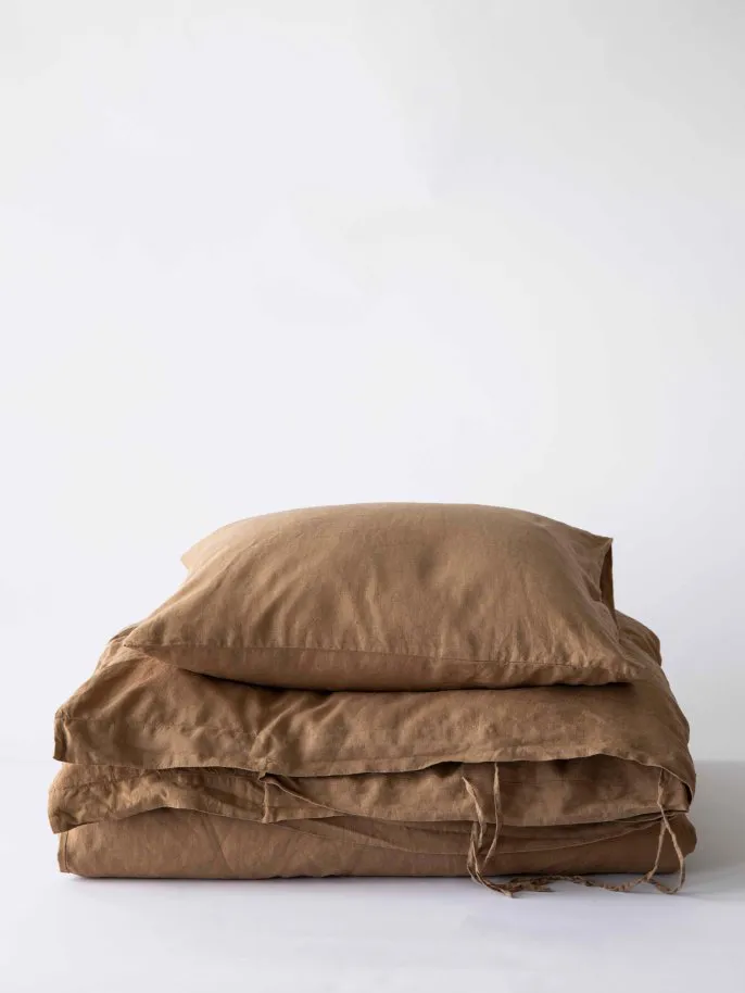 Stonewashed linen pillowcase 50x60 cm 2-pack, Hazelnut Tell Me More