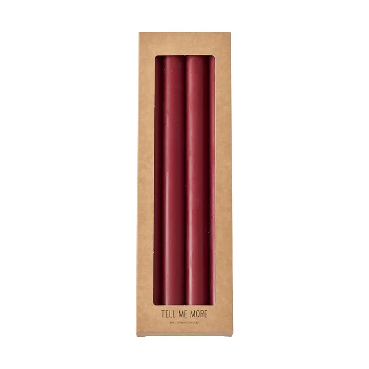Tell Me More dinner stearin candles 28 cm 4-pack - Dark red - Tell Me More