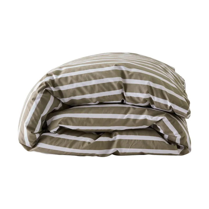 Tell Me More striped duvet cover cotton - Olive, 150x200 cm - Tell Me More