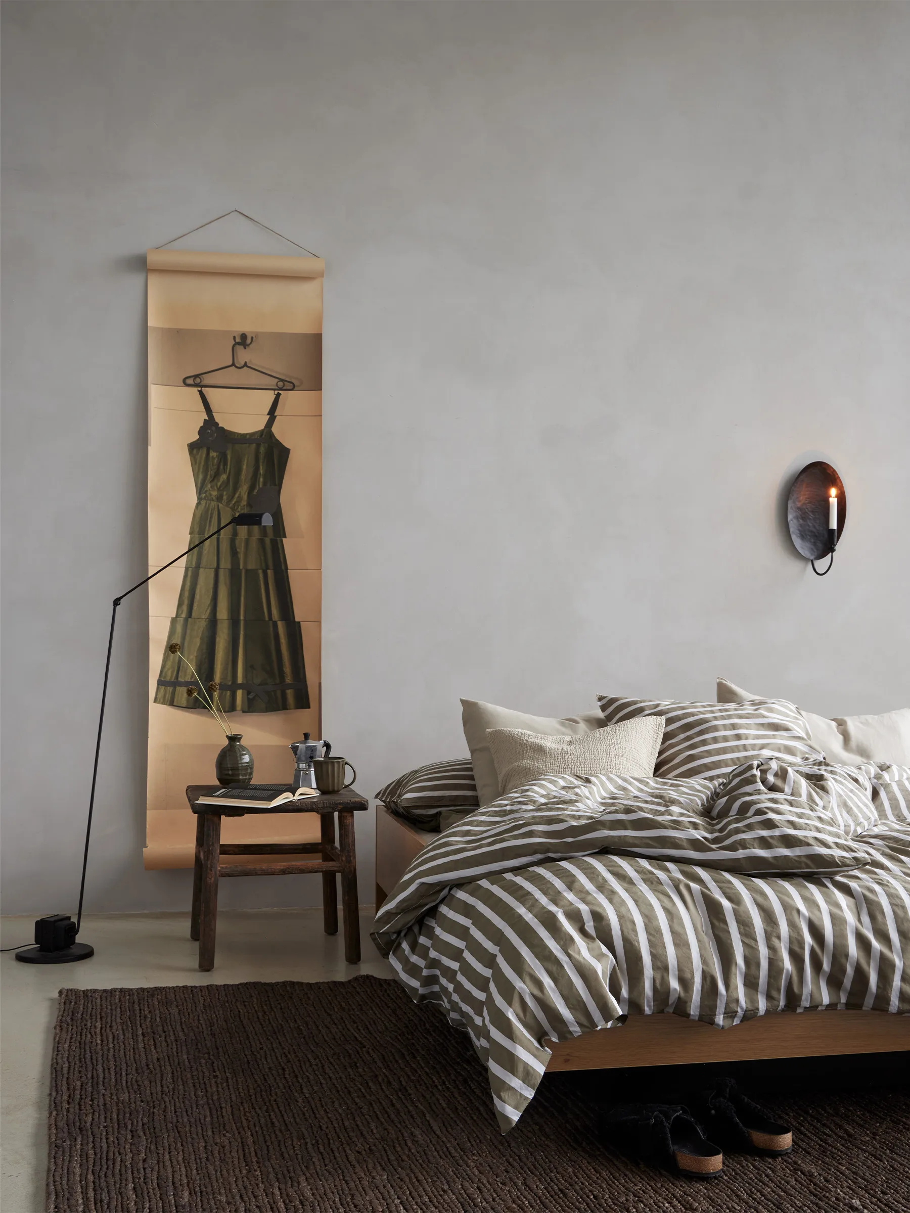 Tell Me More striped duvet cover cotton, Olive, 150x200 cm Tell Me More