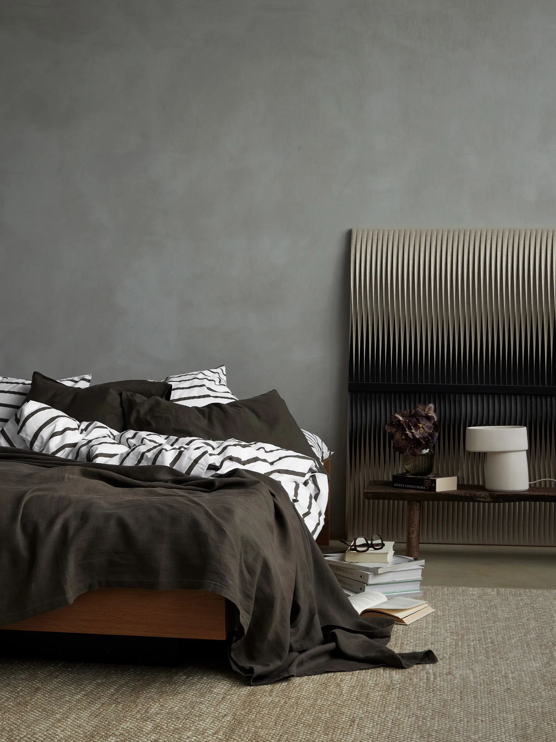 Tell Me More striped duvet cover cotton, Taupe, 220x220 cm Tell Me More