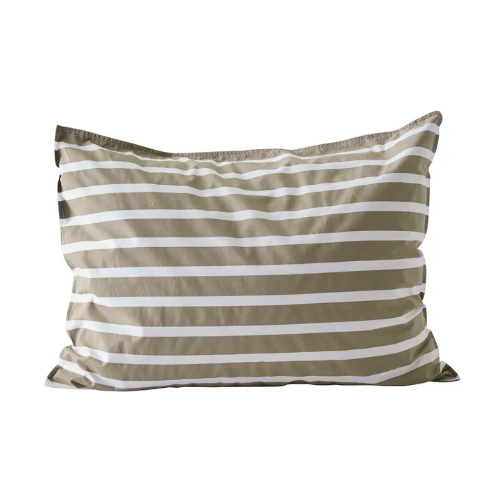 Tell Me More striped pillowcase cotton - Olive, 50x60 cm - Tell Me More