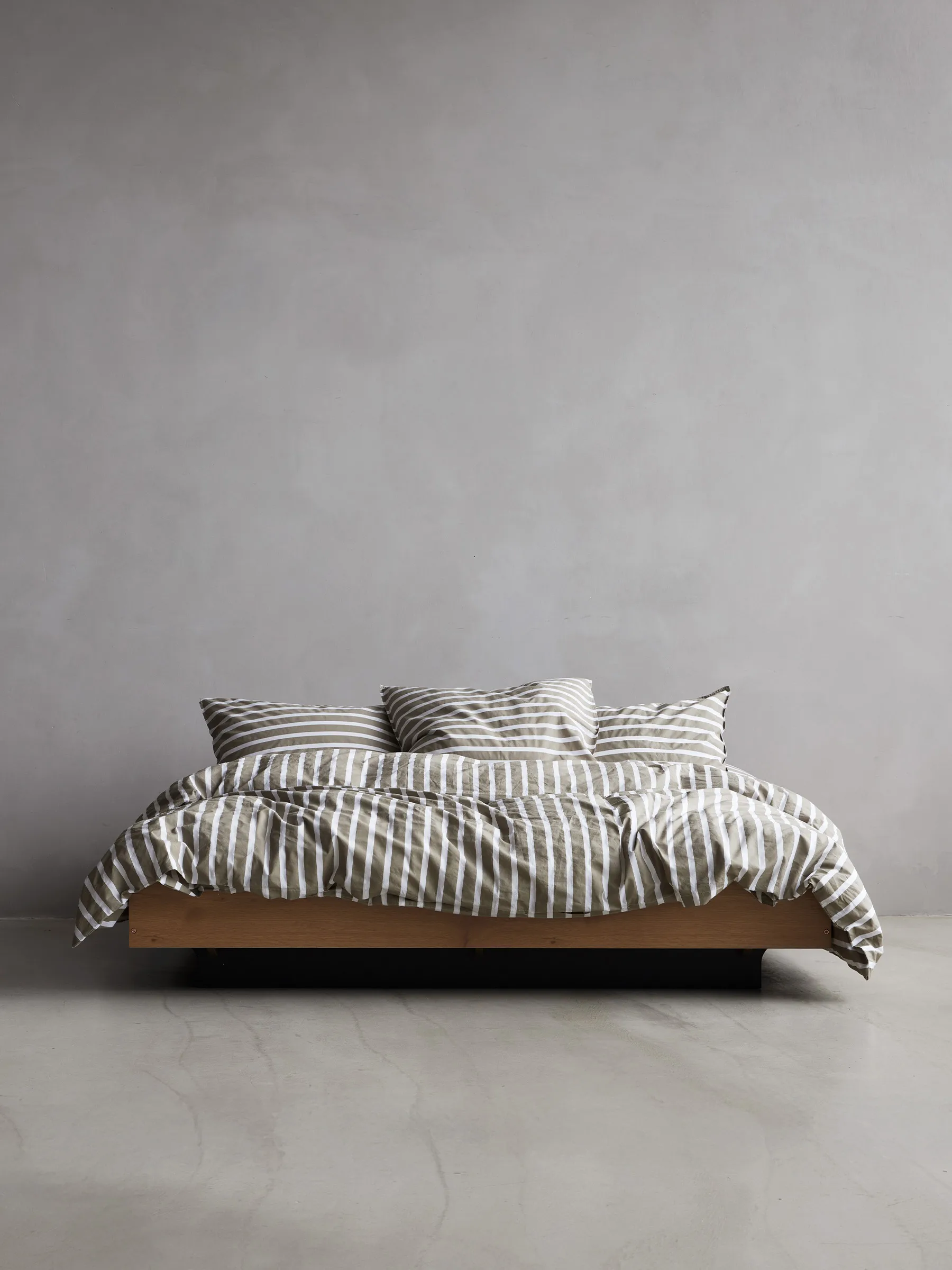 Tell Me More striped pillowcase cotton, Olive, 50x60 cm Tell Me More
