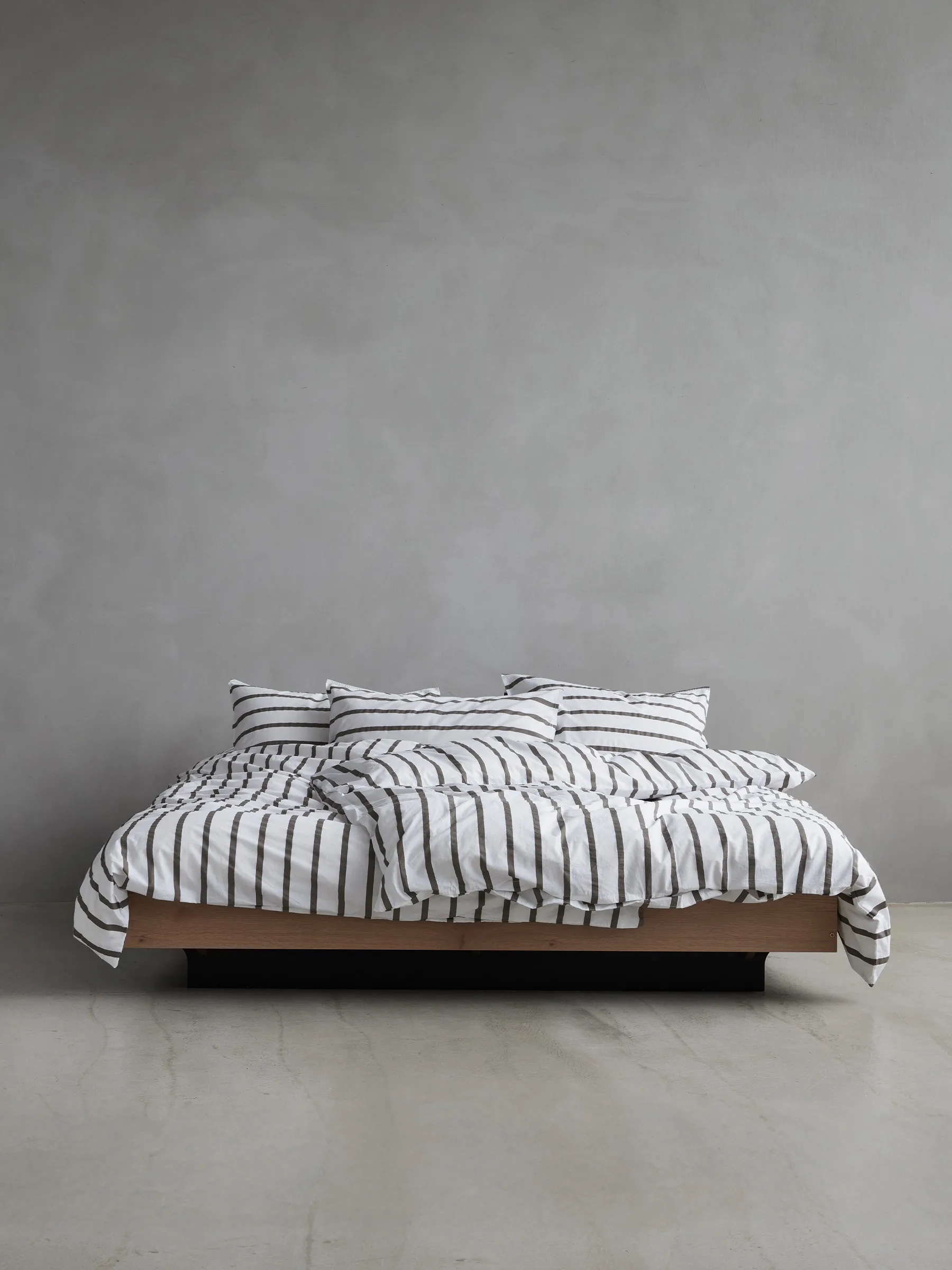 Tell Me More striped pillowcase cotton, Taupe, 50x60 cm Tell Me More