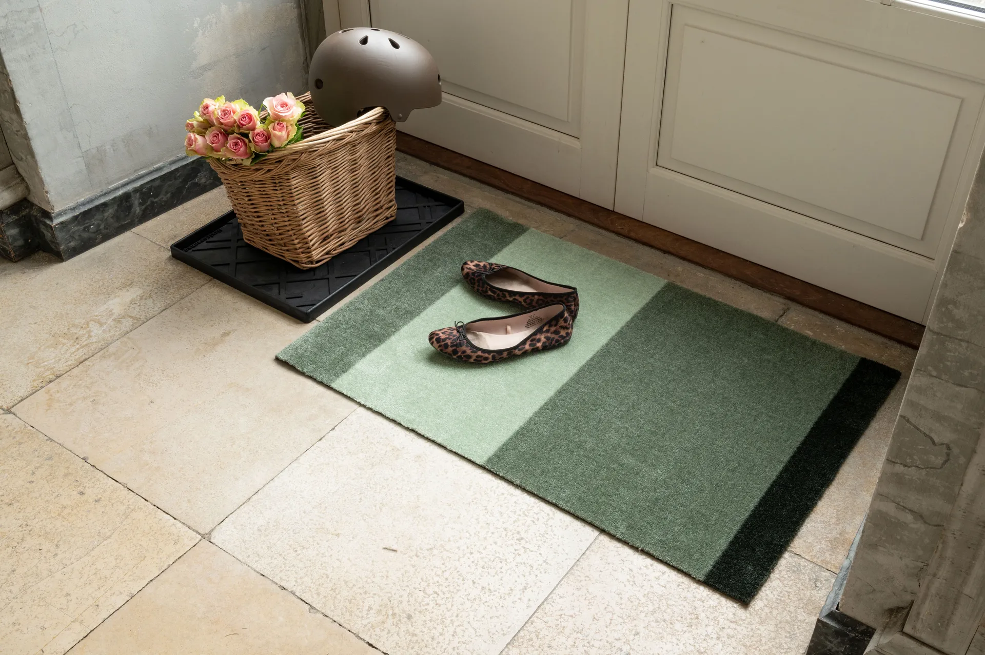 Stripes doormat horizontal, Green. 60x90 cm tica copenhagen