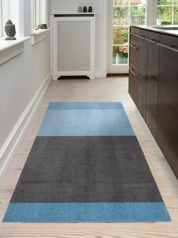 Stripes hallway rug horizontal - Blue-steel grey. 90x200 cm - tica copenhagen