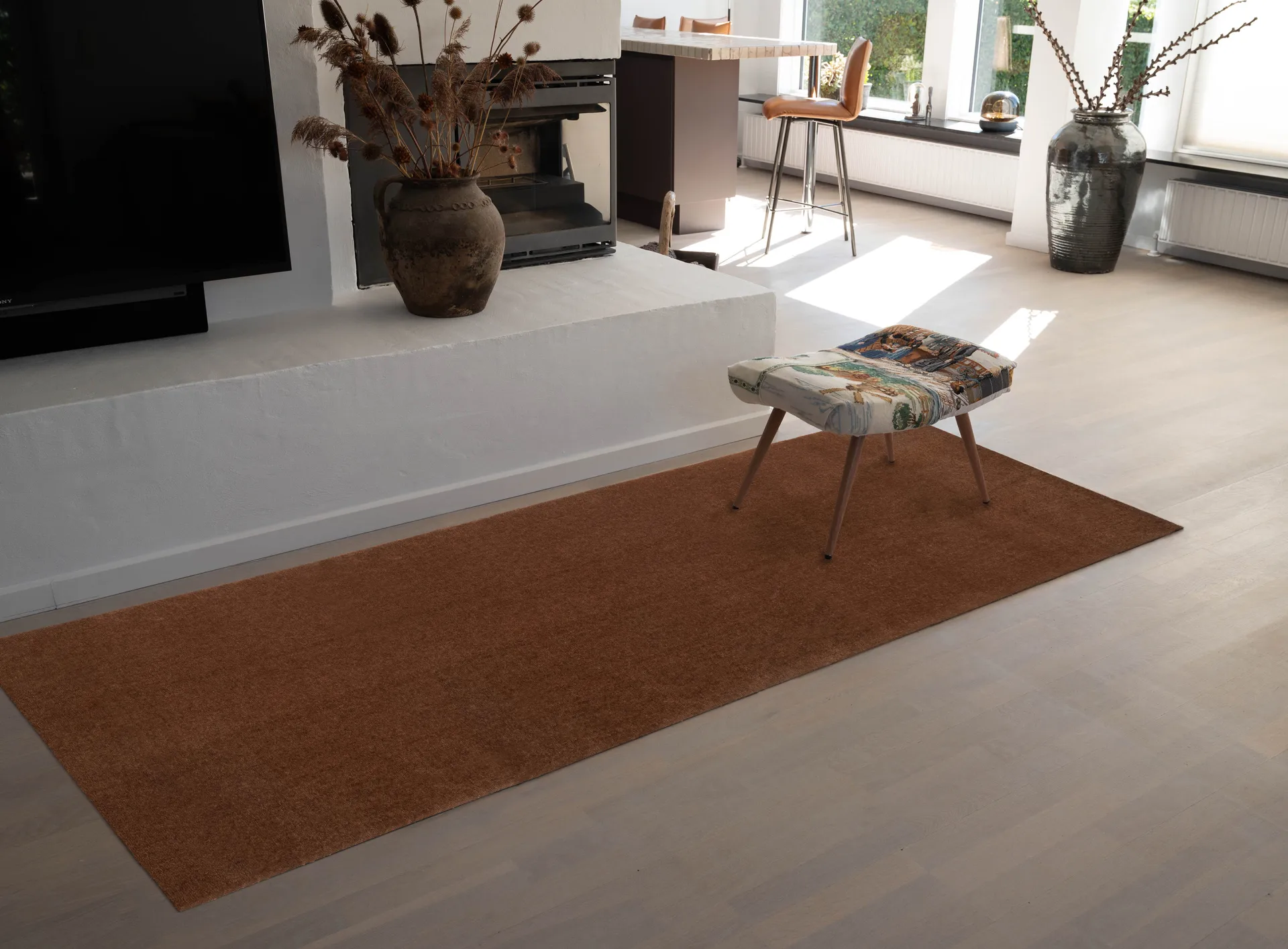 Unicolor hallway rug, Cognac, 100x300 cm tica copenhagen