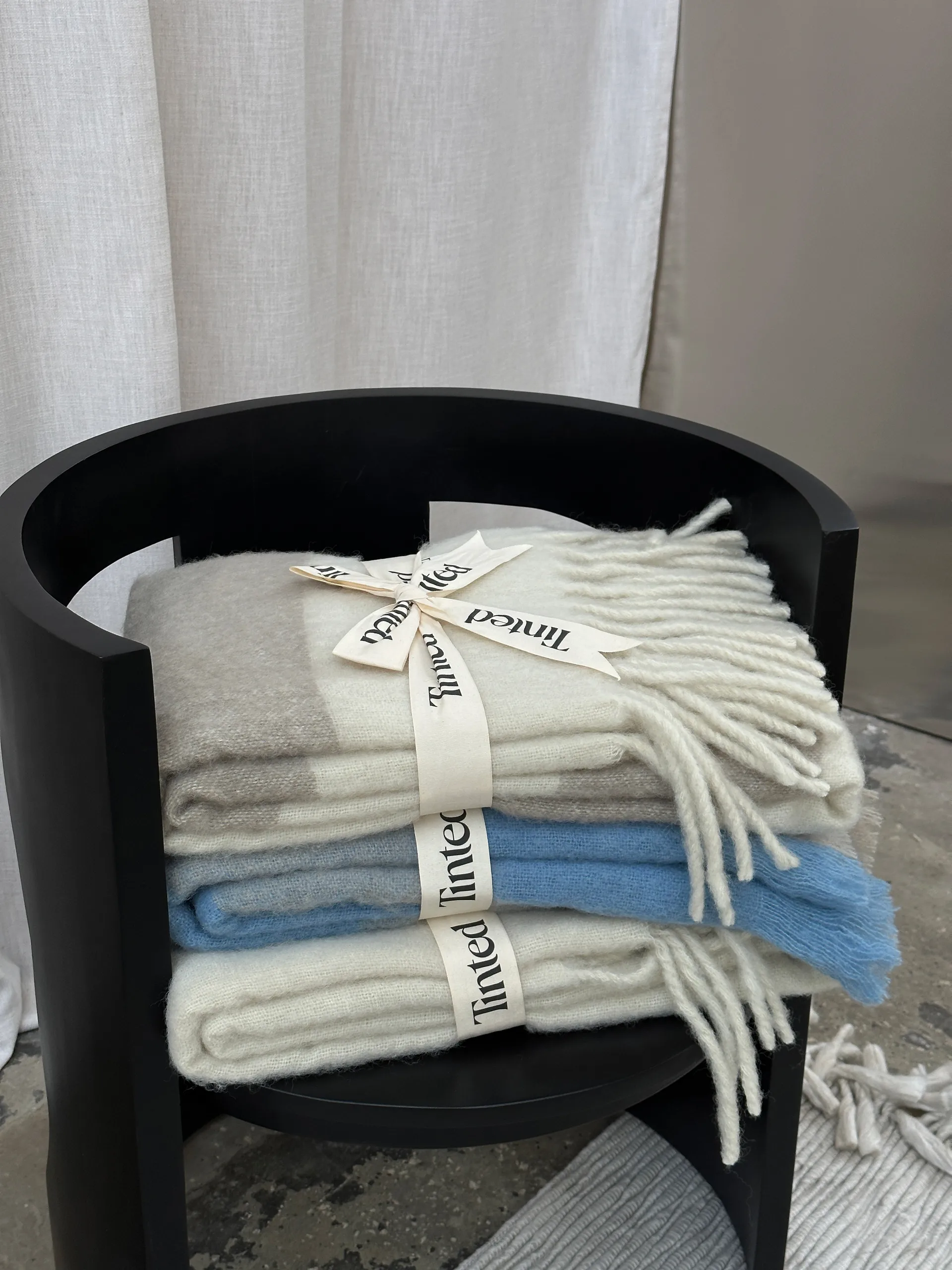 Ahlblom wool throw 130x170 cm, Beige-blue Tinted