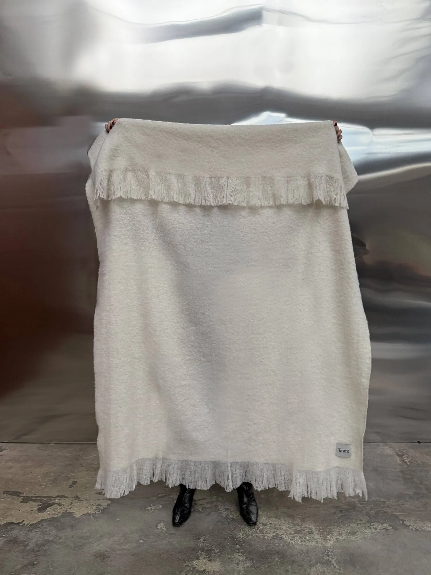 Fingal wool throw, Solid off white-natural, 130x170 cm Tinted