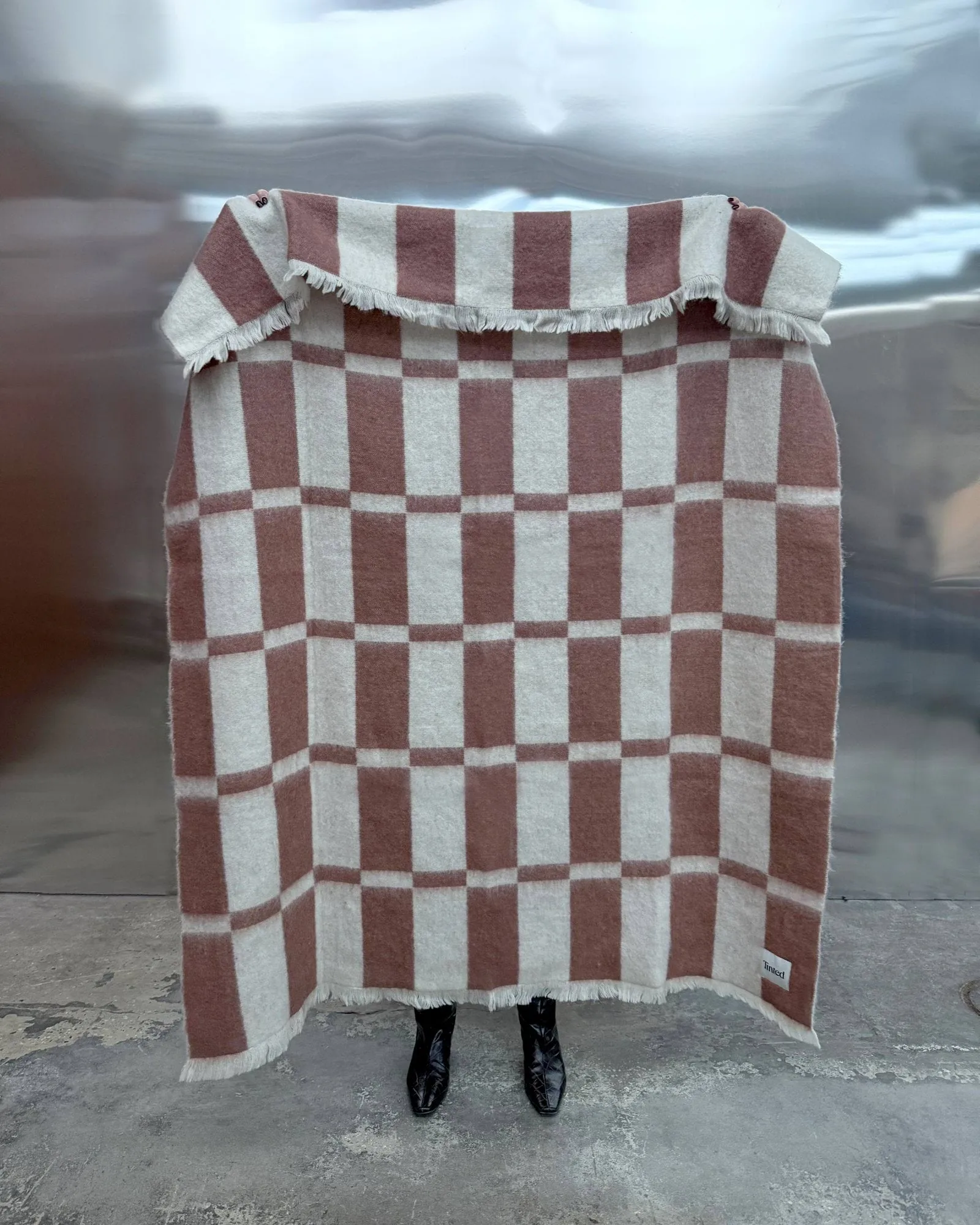 Hallin mohair throw, Off white-rust, 130x170 cm Tinted