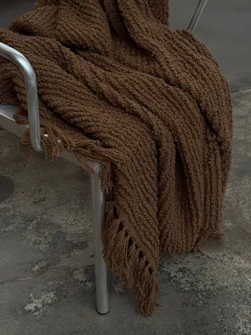 Janzen bouclé throw - Solid natural brown, 130x170 cm - Tinted